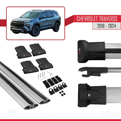 Compatible avec Chevrolet Traverse 2018-2024 FLY Model Barres de Toit Railing Porte-Bagages de Voiture Gris Aluminium 2 Barres