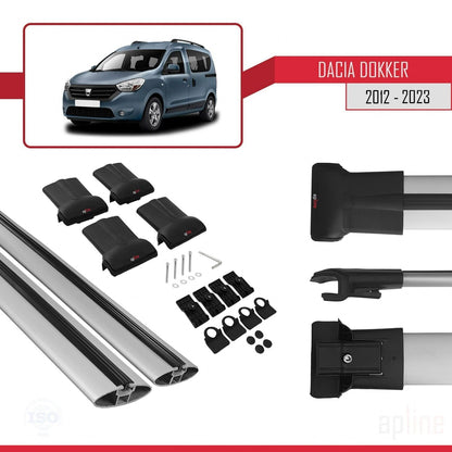 Compatible avec Dacia Dokker 2012-2023 Barres de Toit FLY Modèle Railing Porte-Bagages de voiture GRIS