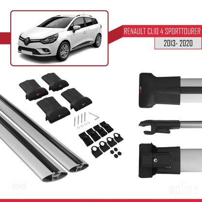 Compatible with Renault Clio 4 ST 2013-2020 FLY Model Car Roof Rack Cross Bar Grey Aluminium 2 Bars