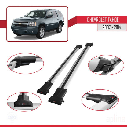 Kompatibel mit Chevrolet Tahoe 3 2007-2014 FLY Modell Dachgepäckträger, graues Aluminium, 2 Stangen