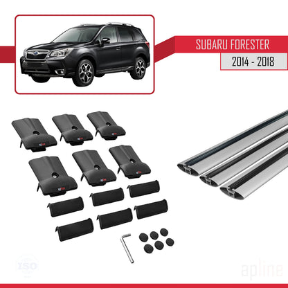 Compatible avec Subaru Forester 4 (SJ) 2014-2018 FLY Model Barres de Toit Railing Porte-Bagages de Voiture Gris Aluminium 3 Barres
