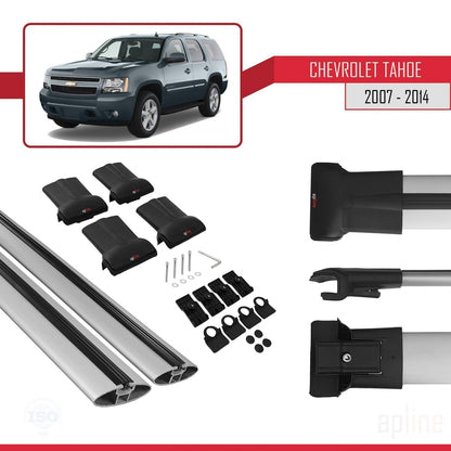 Kompatibel mit Chevrolet Tahoe 3 2007-2014 FLY Modell Dachgepäckträger, graues Aluminium, 2 Stangen