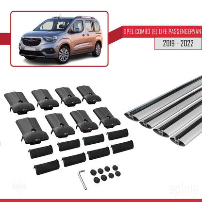 Compatible avec Opel Combo E Cargo 2019-2022 FLY Model Barres de Toit Railing Porte-Bagages de Voiture Gris Aluminium 4 Barres