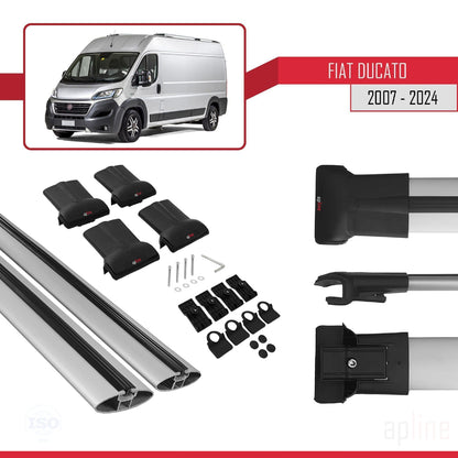 Kompatibel mit Fiat Ducato 3 2007-2025 FLY Modell Dachgepäckträger, graues Aluminium, 2 Stangen