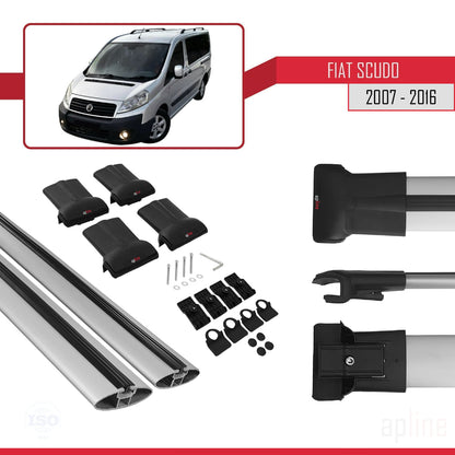 Kompatibel mit Fiat Scudo 2 2007-2016 FLY Modell Dachgepäckträger, graues Aluminium, 2 Stangen