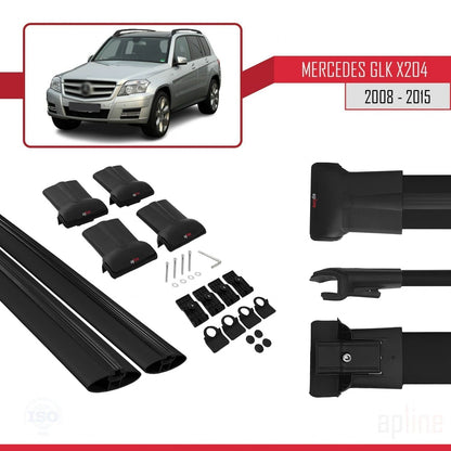Compatible avec Mercedes Classe GLK (X204) 2008-2015 FLY Model Barres de Toit Railing Porte-Bagages de Voiture Noir Aluminium 2 Barres