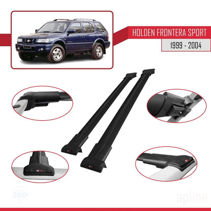 Compatible avec Holden Frontera Sport 2 1999-2004 FLY Model Barres de Toit Railing Porte-Bagages de Voiture Noir Aluminium 2 Barres
