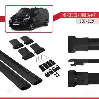 Compatible with Mercedes Viano 3 (W447) 2014-2025 FLY Model Car Roof Rack Cross Bar Black Aluminium 2 Bars