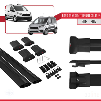 Compatible with Ford Transit/Tourneo Courier Pre-Facelift 2014-2017 FLY Model Car Roof Rack Cross Bar Black Aluminium 2 Bars