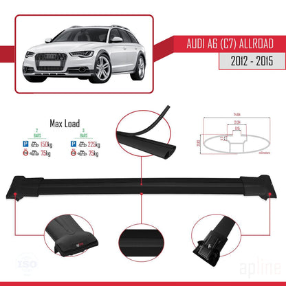 Kompatibel mit A6 (C7) Allroad 2012-2015 FLY Modell Dachgepäckträger, schwarzes Aluminium, 2 Stangen