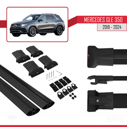 Compatible avec Mercedes Classe GLE 4 (V167) 2019-2025 FLY Model Barres de Toit Railing Porte-Bagages de Voiture Noir Aluminium 2 Barres