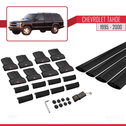 Compatible avec Chevrolet Tahoe 1995-2000 FLY Model Barres de Toit Railing Porte-Bagages de Voiture Noir Aluminium 4 Barres
