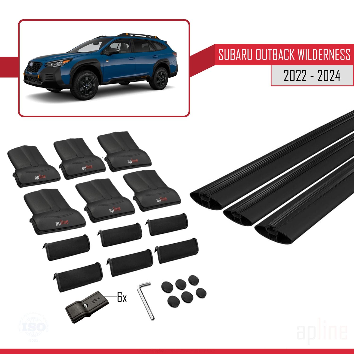 Compatible avec Subaru Outback Wilderness 2022-2024 FLY Model Barres de Toit Railing Porte-Bagages de Voiture Noir Aluminium 3 Barres