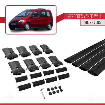 Compatible with Mercedes Vaneo (W414) 2002-2005 FLY Model Car Roof Rack Cross Bar Black Aluminium 4 Bars