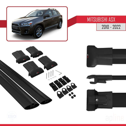 Compatible with Mitsubishi ASX (GA) 2010-2022 FLY Model Car Roof Rack Cross Bar Black Aluminium 2 Bars