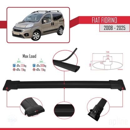 Compatible with Fiat Fiorino (Tube-Type Model) 2008-2025 FLY Model Car Roof Rack Cross Bar Black Aluminium 4 Bars