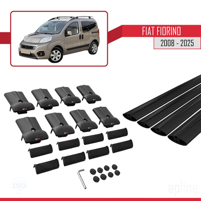 Compatible with Fiat Fiorino (Tube-Type Model) 2008-2025 FLY Model Car Roof Rack Cross Bar Black Aluminium 4 Bars