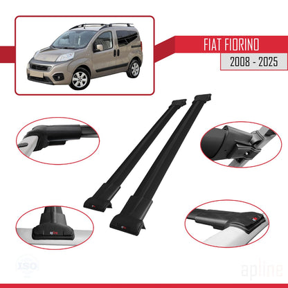 Compatible with Fiat Fiorino (Tube-Type Model) 2008-2025 FLY Model Car Roof Rack Cross Bar Black Aluminium 2 Bars