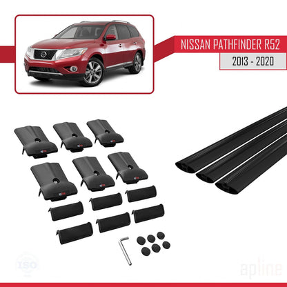 Compatible avec Nissan Pathfinder 4 (R52) 2013-2020 FLY Model Barres de Toit Railing Porte-Bagages de Voiture Noir Aluminium 3 Barres