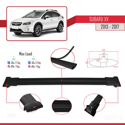 Compatible avec Subaru XV 2013-2017 FLY Model Barres de Toit Railing Porte-Bagages de Voiture Noir Aluminium 3 Barres