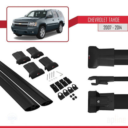 Compatible avec Chevrolet Tahoe 3 2007-2014 FLY Model Barres de Toit Railing Porte-Bagages de Voiture Noir Aluminium 2 Barres