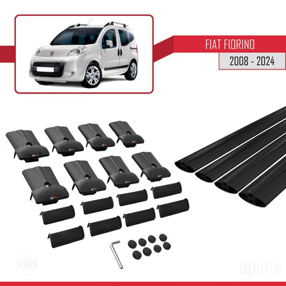 Compatible avec Fiat Fiorino 3 2008-2025 FLY Model Barres de Toit Railing Porte-Bagages de Voiture Noir Aluminium 4 Barres