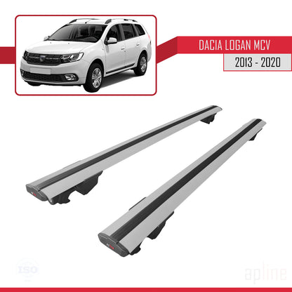 Kompatibel mit Dacia Logan 2 MCV (K52) 2013-2020 HOOK Dachgepäckträger, graues Aluminium, 2 Stangen
