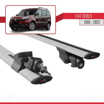 Compatible avec Fiat Doblo 2 2010-2022 HOOK Model Barres de Toit Railing Porte-Bagages de Voiture Gris Aluminium 2 Barres