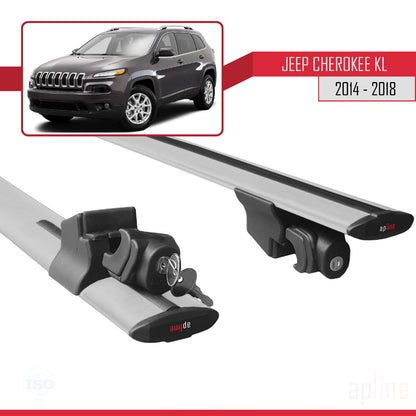 Compatible avec Jeep Cherokee 5 (KL) Pre-Facelift 2014-2018 HOOK Model Barres de Toit Railing Porte-Bagages de Voiture Gris Aluminium 2 Barres