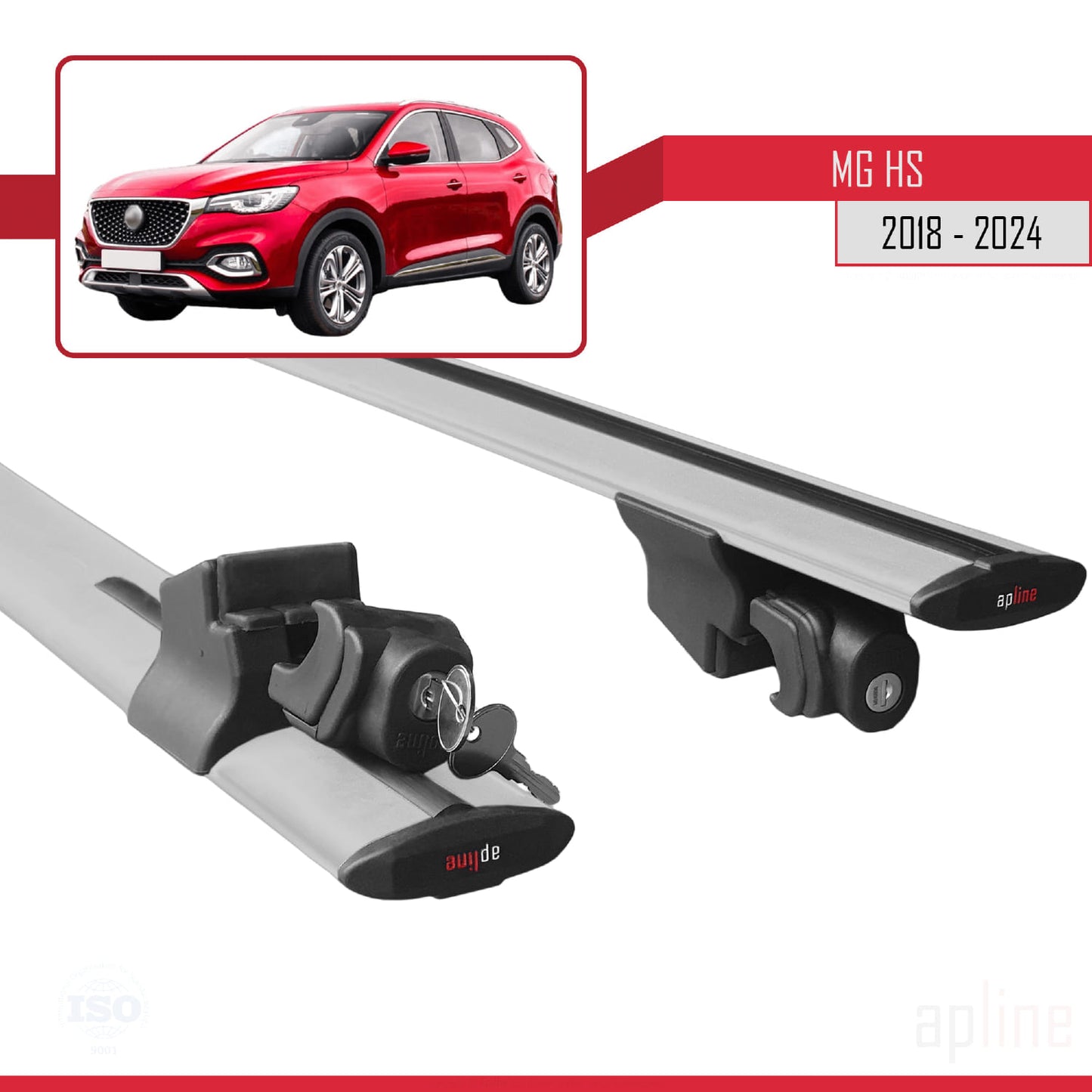 Compatible avec MG HS (AS23) 2018-2024 HOOK Model Barres de Toit Railing Porte-Bagages de Voiture Gris Aluminium 2 Barres