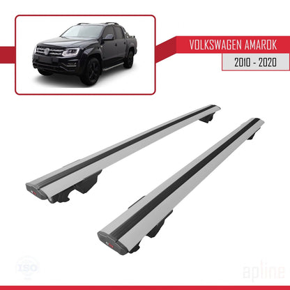 Compatible avec Volkswagen Amarok (2F) 2010-2020 HOOK Model Barres de Toit Railing Porte-Bagages de Voiture Gris Aluminium 2 Barres