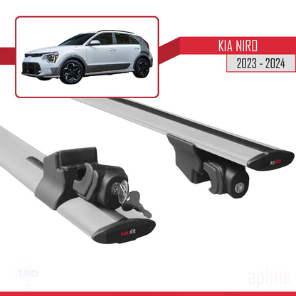 Compatible avec Kia Niro 2023-2024 HOOK Model Barres de Toit Railing Porte-Bagages de Voiture Gris Aluminium 2 Barres