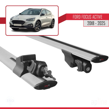 Kompatibel mit Ford Focus 4 (C519) Active 2018-2025 HOOK Model Relingträger Dachträger Auto Gepäckträger Grau Aluminium 2 Stangen