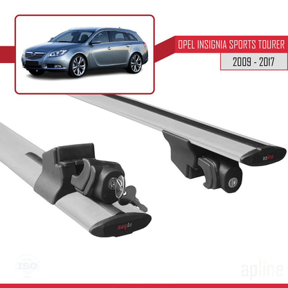 Compatible with Opel Insignia (G09) ST 2009-2017 HOOK Model Car Roof Rack Cross Bar Grey Aluminium 2 Bars