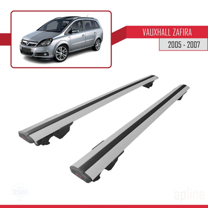 Kompatibel mit Vauxhall Zafira B (A05) 2005-2007 HOOK Model Relingträger Dachträger Auto Gepäckträger Grau Aluminium 2 Stangen