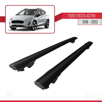 Kompatibel mit Ford Fiesta 7 Active 2018-2023 HOOK Modell Dachgepäckträger Gepäckträger Schwarz Aluminium 2 Stangen