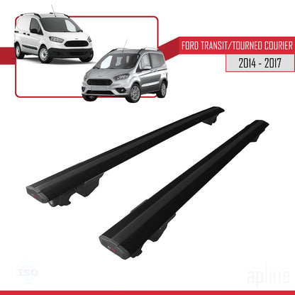 Kompatibel mit Ford Transit/Tourneo Courier Vor-Facelift 2014-2017 HOOK Modell Dachgepäckträger, schwarzes Aluminium, 2 Stangen