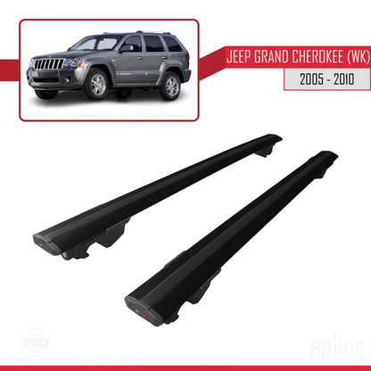 Compatible avec Jeep Grand Cherokee 3 (WK) 2005-2010 HOOK Model Barres de Toit Railing Porte-Bagages de Voiture Noir Aluminium 2 Barres