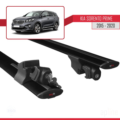 Compatible avec Kia Sorento 3 (UM) Prime 2015-2020 HOOK Model Barres de Toit Railing Porte-Bagages de Voiture Noir Aluminium 2 Barres