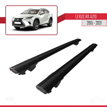 Compatible avec Lexus NX (AZ10) 2015-2021 HOOK Model Barres de Toit Railing Porte-Bagages de Voiture Noir Aluminium 2 Barres