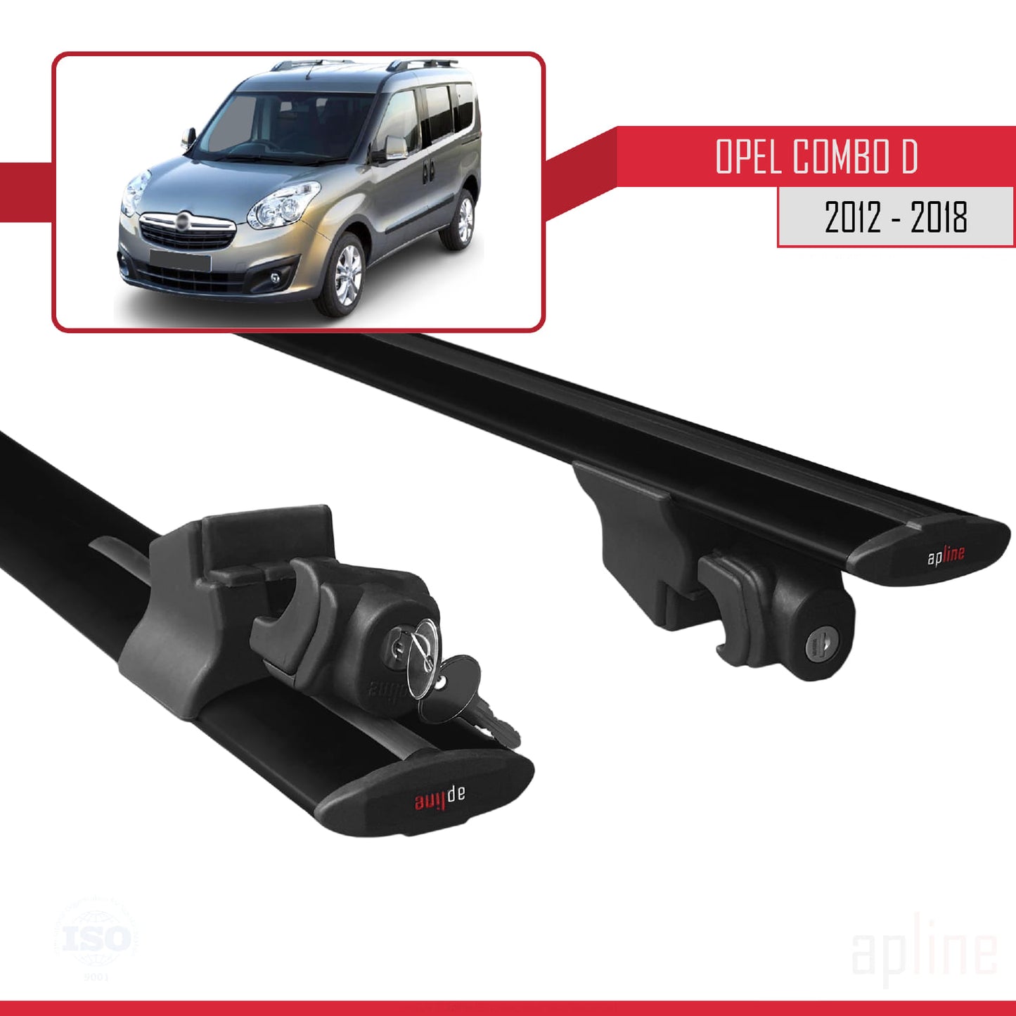Compatible with Opel Combo D 2012-2018 HOOK Model Car Roof Rack Cross Bar Black Aluminium 2 Bars