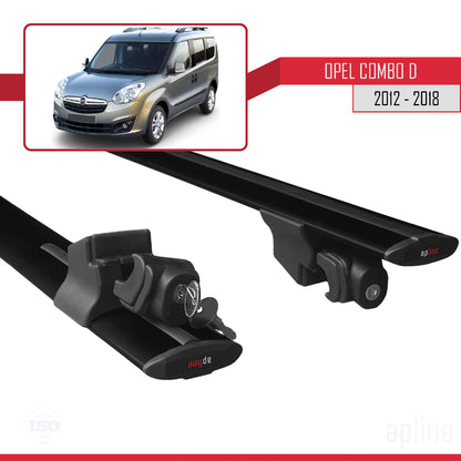 Compatible with Opel Combo D 2012-2018 HOOK Model Car Roof Rack Cross Bar Black Aluminium 2 Bars