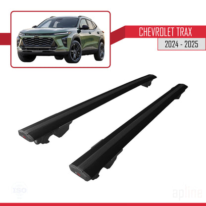 Compatible avec Chevrolet Trax 2024-2025 HOOK Model Barres de Toit Railing Porte-Bagages de Voiture Noir Aluminium 2 Barres