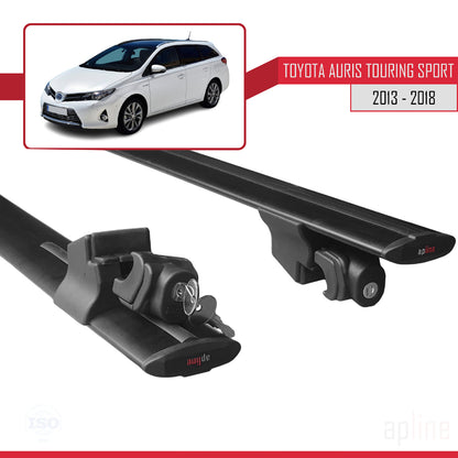 Compatible avec Toyota Auris 2 (E180) Touring Sports 2013-2018 HOOK Model Barres de Toit Railing Porte-Bagages de Voiture Noir Aluminium 2 Barres