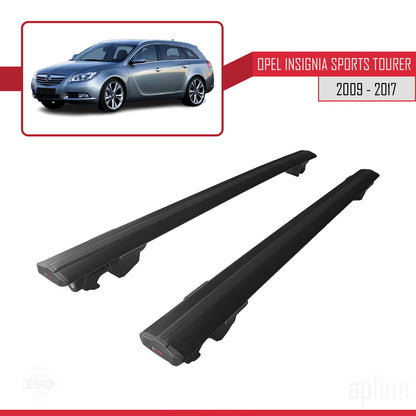 Kompatibel mit Opel Insignia (G09) ST 2009-2017 HOOK Model Relingträger Dachträger Auto Gepäckträger Schwarz Aluminium 2 Stangen