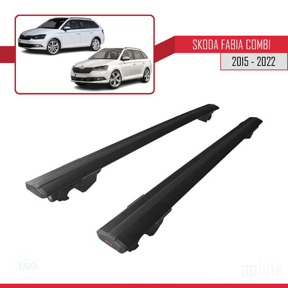 Compatible avec Skoda Fabia 3 (NJ) Break 2015-2022 HOOK Model Barres de Toit Railing Porte-Bagages de Voiture Noir Aluminium 2 Barres