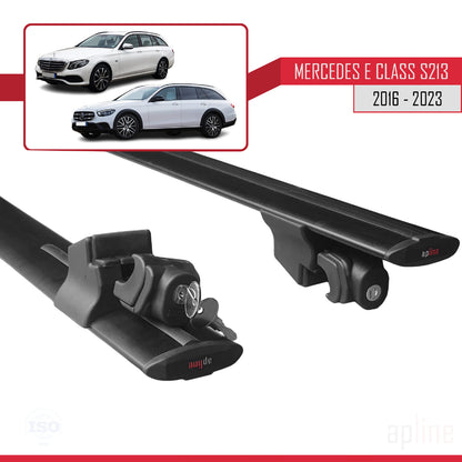 Compatible avec Mercedes Classe E 5 (S213) 2016-2023 HOOK Model Barres de Toit Railing Porte-Bagages de Voiture Noir Aluminium 2 Barres