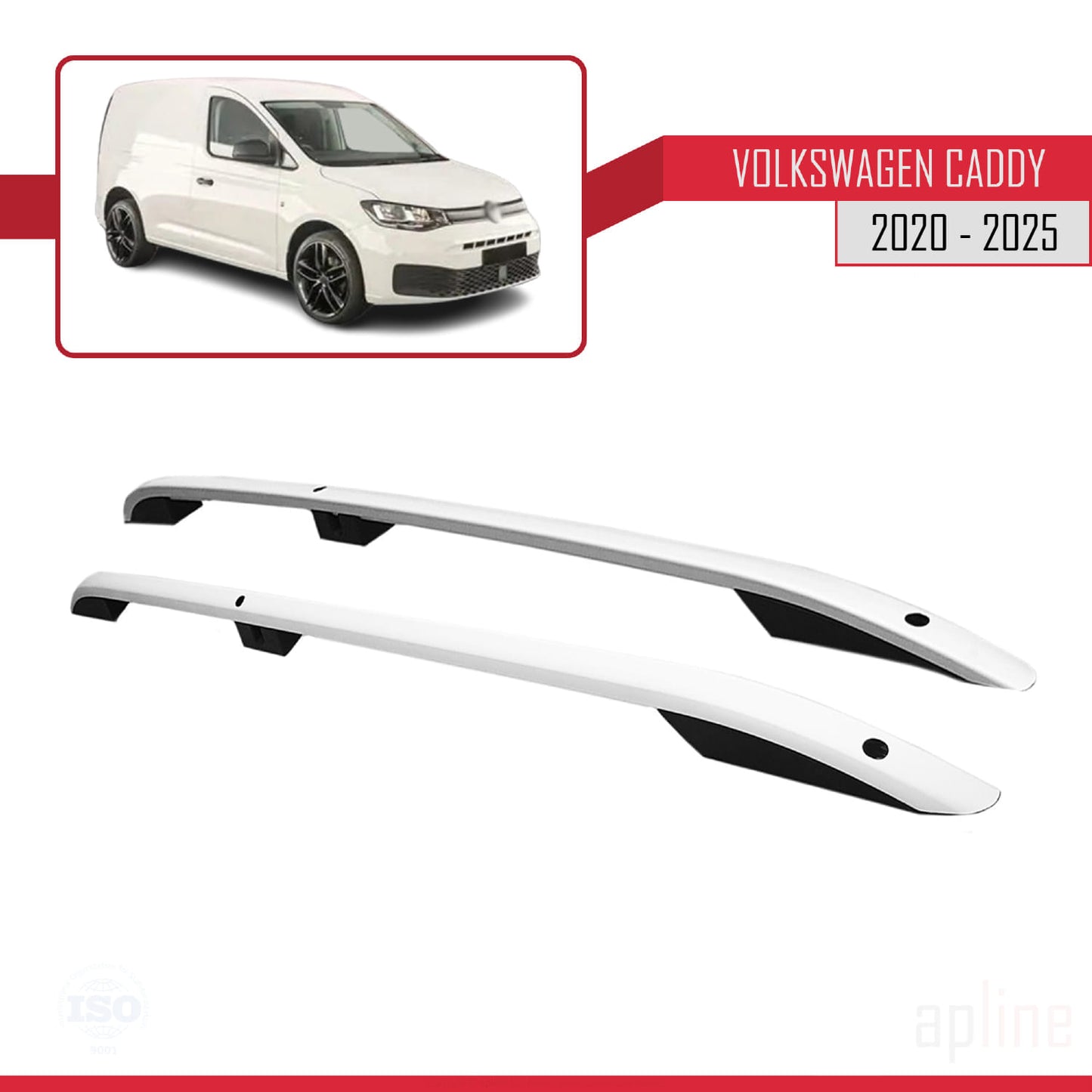 Compatible avec Volkswagen Caddy 4 (SB) 2020-2025 (Empattement Court L1/H1) Rails de Toit Porte-bagages sur le Toit Gris