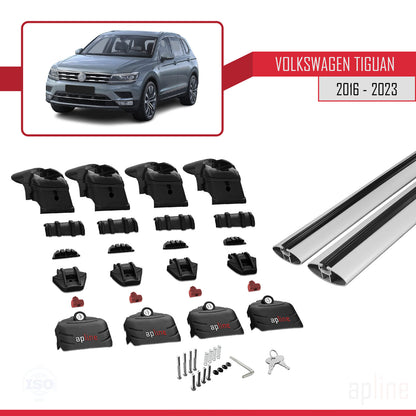 Compatible avec Volkswagen Tiguan 2 (AD1) 2016-2023 ACE-2 Barres de Toit Railing Porte-Bagages de Voiture Gris Aluminium 2 Barres