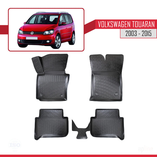 Kompatibel mit Volkswagen Touran (1T) 2003-2015 4D Gummimatten Schwarz